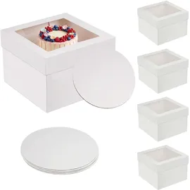 Relaxdays Tortenbox 5er Set 20x30x30 cm Weiß/Transparent