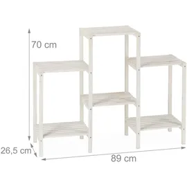 Relaxdays Blumenregal Holz, weiß,