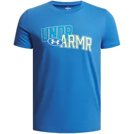 Under Armour Overlay T-Shirt Jungen 402 - blue atlantis/high vis yellow XL (160-170 cm)