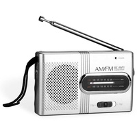 OcioDual Mini Tragbares Radio 2 Band FM/AM mit Kopfhöreranschluss Klein Transistor BC-R21 Taschenradio Grau