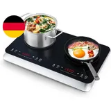 Induktionskochfeld 2 Platten, Doppel-Induktionskochplatte 3500W, 10 Temperaturst