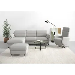 Ecksofa SIT & MORE "Grenoble L-Form mit Federkern", silber, B:251cm H:85cm T:161cm, Sofas, wahlweise mit Bettfunktion, Bettkasten, Arm- und Kopfteilverstellung