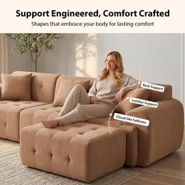 COMHOMA Ecksofa, 245 x 60 x 40 cm, Modulares Sofa mit Schlaffunktion, Schlafsofa, L Form Couch für Wohnzimmer, vakuumverpackt, Flexibel kombinierbar mit Ottomane
