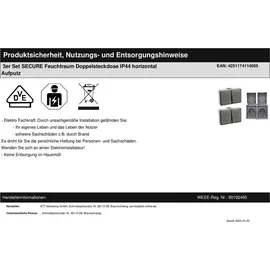 ETT Doppelsteckdose 3er Set IP44 Aufputz Grau 3 St.