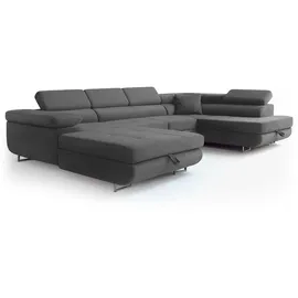 sofiland Ecksofa U-Form Grau 2-Sitzer