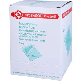NOBAMED Nobasorb-steril Saugkompressen 10 x 10 cm 25 St