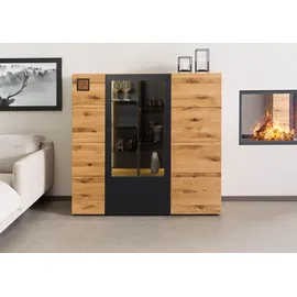 Massivmoebel24 Highboard 148 x 143 x 43,5 cm Natur geölt/lackiert / Beige