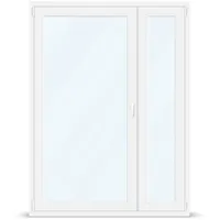 Balkontür mit Seitenteil, Kunststoff-Profil Kömmerling 70 AD, Weiß, zweiteilig, 1500x2000 mm, individuell konfigurieren