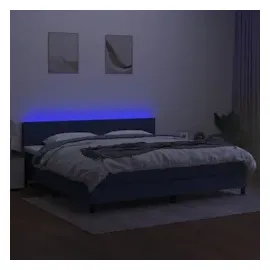 vidaXL Boxspringbett mit Matratze & LED Blau 200x200 cm Stoff
