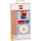 Joy Toy Lego Schreibwarenset - 4 Bleistifte, 1 Bleistiftspitzer, 1 Radiergummi, 1 Topper, 1 Legofigur