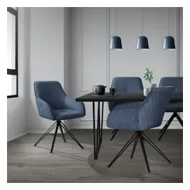 ML-Design Esszimmerstühle drehbar 4er Set Textil Webstoff Blau Drehstuhl