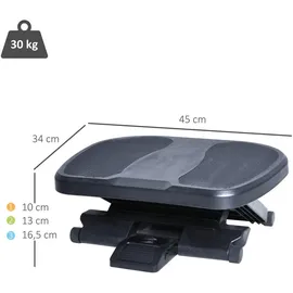 Homcom Fußstütze, Fußablage, Fußablage, 3 Höhen Verstellbar, HIPS, schwarz