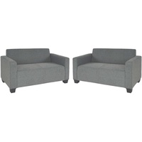 Sofa-Garnitur Couch-Garnitur 2x 2er Sofa Moncalieri Stoff/Textil ~ grau
