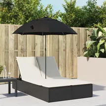 vidaXL Sonnenliege Doppelliege 200 x 58 x 29 cm Schwarz