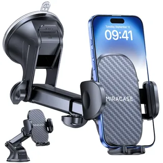 Miracase Handyhalterung Auto[Verbesserter Saugnapf] Handyhalter fürs Auto 360° Drehbar, Armaturenbrett Windschutzscheibe KFZ Handy Halterung für iPhone Galaxy Alle Smartphones