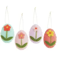 Rico Design Aufhänger Filz-Osterei flach, Blumendesign, 4 Stück, 7
