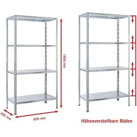 SCHULTE Regalwelt Steckregal Metall 180x80x40 cm silber 4 Fachböden