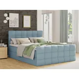 Sofnet Boxspringbett Best Lux mit Fußteil, 2 Bettkästen, Bonell-Matratze und Topper (Blau (Vidar 83), 160 x 200 cm)