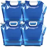 Dalephoric 4 Stück Wasserkanister Faltbar 10L, Trinkwasserkanister, Bpa Frei, Wasserbehälter Tragbar, Faltkanister, Wassersack Camping, Wiederverwendbare, Wasserbeutel für Camping, Wandern, Blau