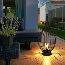 ETC Shop 2x LED Solar Hängelampe Metall spritzwassergeschützt IP44 schwarz