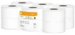 Satino HiCycle Toilettenpapier Großrolle, 3-lagig, hochweiß, JT1 319160 , 1 Packung = 12 Rollen à 480 Blatt