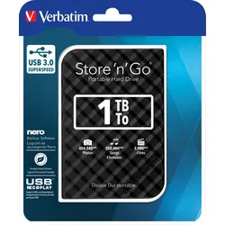 Verbatim Festplatte 1TB, USB 3.0, 6.35cm (2.5''), schwarz Store ́n ́Go, Gen 2, Software Nero Backup, Retail