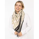 Zwillingsherz Dreieckstuch "Classy-ZH", Damen, beige schwarz, Strick, Obermaterial: 50% Baumwolle, 50% Polyacryl, gemustert, mehrfarbig, Modetücher, Feinstrick, klassisches Muster, positiv Botschaft, wärmend