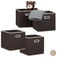 Relaxdays 4 x Faltbox im Set, Aufbewahrungsbox aus Stoff,