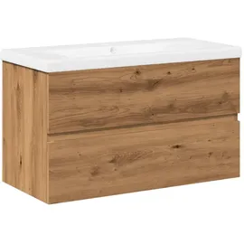 vidaXL Waschbeckenunterschrank, mit Einbaubecken, Artisan-eiche