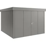 hörmann stauraumsysteme Hörmann Metall-Gerätehaus Juno JFD mit Flachdach B 310 x T 310 cm (JFD 14) Motiv Design (mit breiten Lamellen) Doppeltür Graualuminium (RAL 9007)