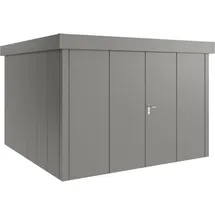 hörmann stauraumsysteme Hörmann Metall-Gerätehaus Juno JFD mit Flachdach B 310 x T 310 cm (JFD 14) Motiv Design (mit breiten Lamellen) Doppeltür Graualuminium (RAL 9007)
