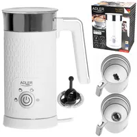 Adler Europe AD4494 Elektrischer Milchaufschäumer, Erwärmung, Antihaft-Beschichtung, 4 Funktionen: Cappuccino, Latte, Erhitzen, Kaltschaum, 2 Schaumarten: Cappuccino und Latte