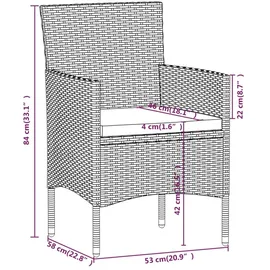 vidaXL 5-tlg. Garten-Bistro-Set Poly Rattan und Hartglas Schwarz