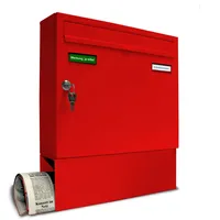 AL Briefkastensysteme Basic Wandbriefkasten RAL 3000 Feuerrot inkl. Zeitungsfach
