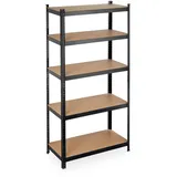 Relaxdays Schwerlastregal, Traglast 875 kg, 5 Ebenen, zum Stecken, Keller, Garage, Stahl, HBT: 180 x 90 x 45 cm, schwarz