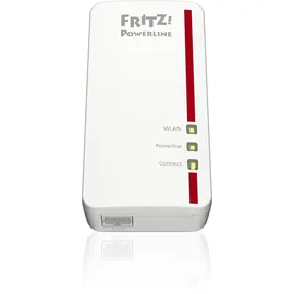 AVM Fritz!Powerline 1260E Single-Adapter, WLAN, international, Erweiterung, PLC, IEEE P1901, 1200 Mbps, integrierte WLAN-AC-Basis, Mesh, 1 Gigabit, Port, 20002824, weiß/rot