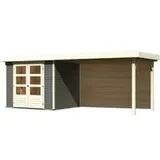Karibu Gartenhaus Askola 3 mit 280 cm Schleppdach und Rückwand – 19 mm-242 x 217 cm-terragrau
