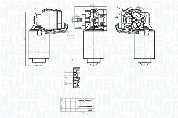 MAGNETI MARELLI Wischermotor 064373500010 vorne für Fiat
