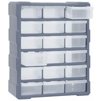 Tidyard Multi Schubladen Organizer mit 18 Schubladen Sortimentskasten Kleinteilemagazin Aufbewahrungseinheit Werkzeugschrank Bastelbox Werkzeug-Organizer Sortierkasten Sortimentskoffer 38x16x47 cm