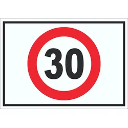 Tempo 30 km/h Geschwindigkeitsbegrenzung Aufkleber Symbol A7 (74x105mm)