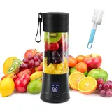 mizikuu 380ML Mini Mixer USB, Tragbarer Elektrischer Blender Entsafter für Shakes und Smoothies Kompakter Saftmixer Flasche Smoothie Maker To Go mit 6 Klingen Wiederaufladbarer Fruchtmixer Schwarz