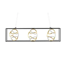 Fischer-Honsel LED-Pendelleuchte, schwarz/blattgold-optik , gold , Maße (cm): B: 108 T: 26