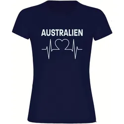 multifanshop Damen T-Shirt - Australien - Herzschlag - Druck weiß - Frauen