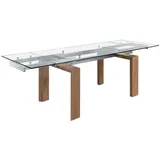 Angel Cerda Esstisch, Walnuss, Transparent, Edelstahl, Holz, 160x75x90 cm, Esszimmer, Tische, Esstische