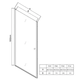 a&n&a aQualine Pilot Duschtür rechts 70 x 190 cm grau/Glas Brick PT070W
