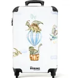 NoBoringSuitcases.com© Kinderkoffer Dinosaurier - Heißluftballon - Junge - Flugzeug - Sterne 55x35x20cm, 4 Rollen, Kinder Koffer Klein, Trolley Handgepäck, Reisekoffer bunt 35 cm x 55 cm x 20 cm