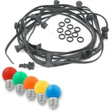 satisfire Partylichterkette 30 m Schwarz 30 bunte LED Kugellampen