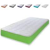 eXtreme comfort ltd Cooltouch Colours CoralGreen Wave Hybrid-Matratze mit Memory-Schaum und Pinna-Coil-Federkernmatratze mit korallengrünem Rand, 18 cm tief, Einzelbett, 90 x 190 cm
