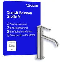 Duravit Balcoon Waschtischarmatur, BA1023002070 M FreshStart und MinusFlow, Ausladung