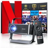 Polocsh Beamer 4K Unterstützt 1500 ANSI 1080P FHD Smart mit Auto Trapezkorrektur Elektrischer Fokus WiFi 6 Bluetooth Projektor Heimkino Outdoor Mini Beamer